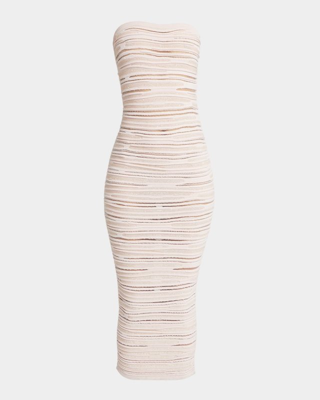 Strapless Glitter Body-Con Midi Dress
